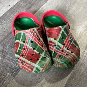 CROCS Kids Plaid Sandals - Red and Green